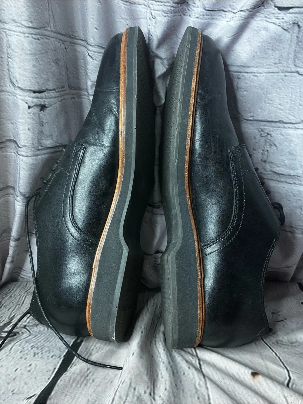 Cole Haan Modern‎ Minimalist Black Leather Plain Toe Derby Lace Up Oxfords 11.5